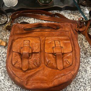 brown satchel bag